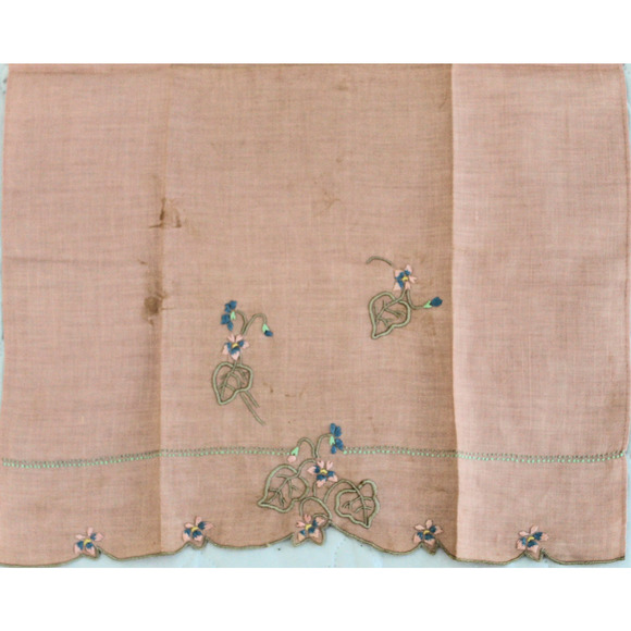 Vintage Linen Tea Towel Set 3 Cotton Floral Hand Embroidery 60's Cottagecore - Picture 2 of 12